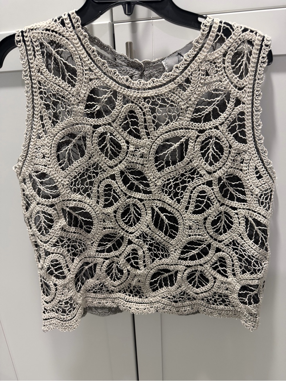Openwork Crochet Crop Camisole & Skirt Set Size S/M NWT